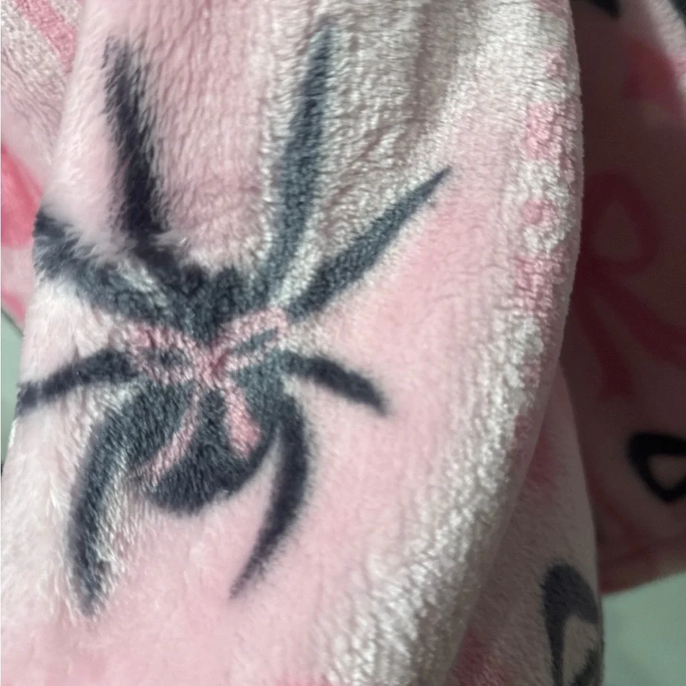 PINK Bow Halloween Throw with Bats and Spiders